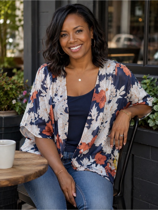 Tops - Floral kimono top